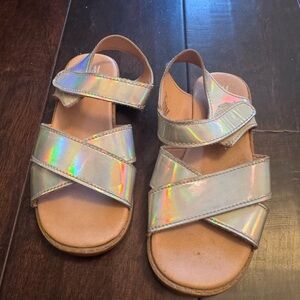 H&M Kids Holographic Silver Crisscross Sandals